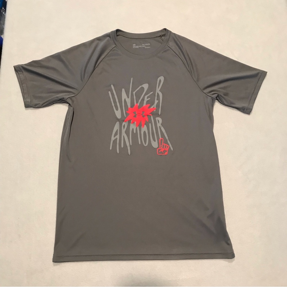 Under Armour logo t-shirt, gray, boy’s XL